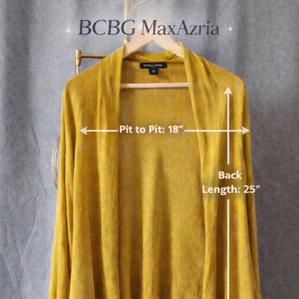 BCBG MaxAzria Silk & Cashmere Blend Cardigan Mustard Yellow Cardigan SweaterXS/S - Picture 2 of 10